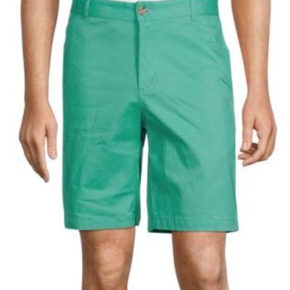 TailorByrd Chino Shorts Mens 36 Green Flat Front Cotton Casual